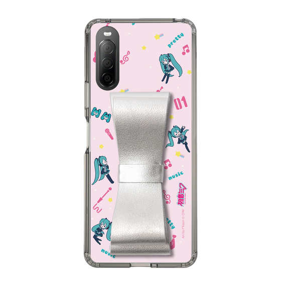 Slim Protection Case - STAND & RING RIBBON Silver［ HATSUNE MIKU - Ribbon - Instrumental - Pink ］
