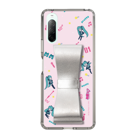 Slim Protection Case - STAND & RING RIBBON Silver［ HATSUNE MIKU - Ribbon - Instrumental - Pink ］
