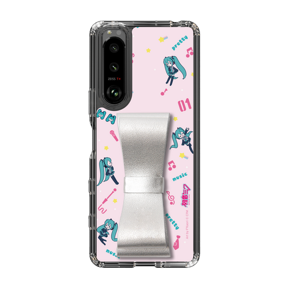 Slim Protection Case - STAND & RING RIBBON Silver［ HATSUNE MIKU - Ribbon - Instrumental - Pink ］