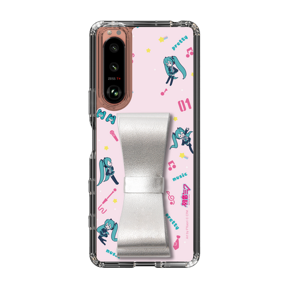 Slim Protection Case - STAND & RING RIBBON Silver［ HATSUNE MIKU - Ribbon - Instrumental - Pink ］