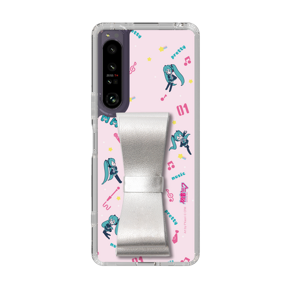 Slim Protection Case - STAND & RING RIBBON Silver［ HATSUNE MIKU - Ribbon - Instrumental - Pink ］