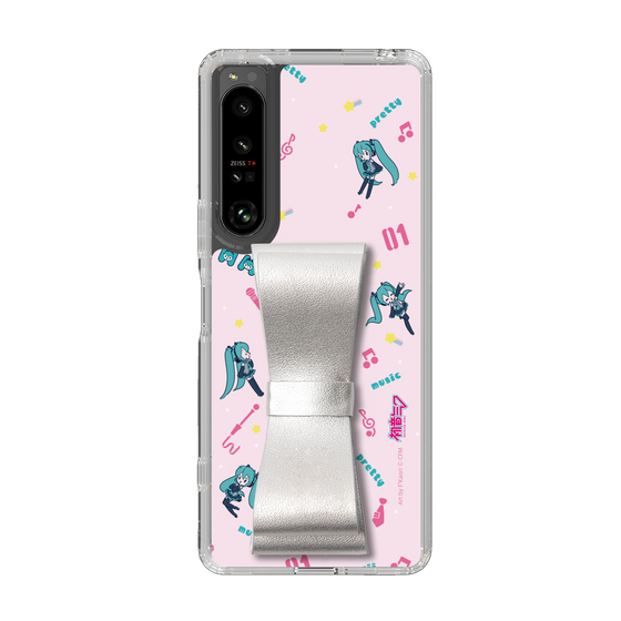 Slim Protection Case - STAND & RING RIBBON Silver［ HATSUNE MIKU - Ribbon - Instrumental - Pink ］