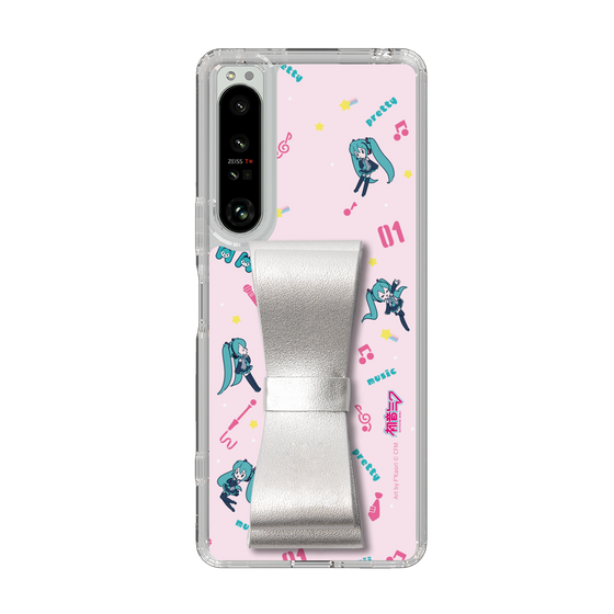 Slim Protection Case - STAND & RING RIBBON Silver［ HATSUNE MIKU - Ribbon - Instrumental - Pink ］