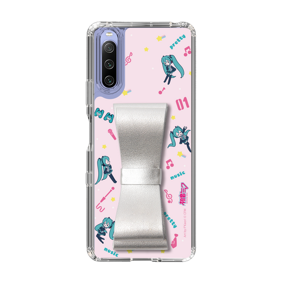 Slim Protection Case - STAND & RING RIBBON Silver［ HATSUNE MIKU - Ribbon - Instrumental - Pink ］
