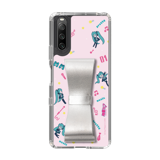 Slim Protection Case - STAND & RING RIBBON Silver［ HATSUNE MIKU - Ribbon - Instrumental - Pink ］