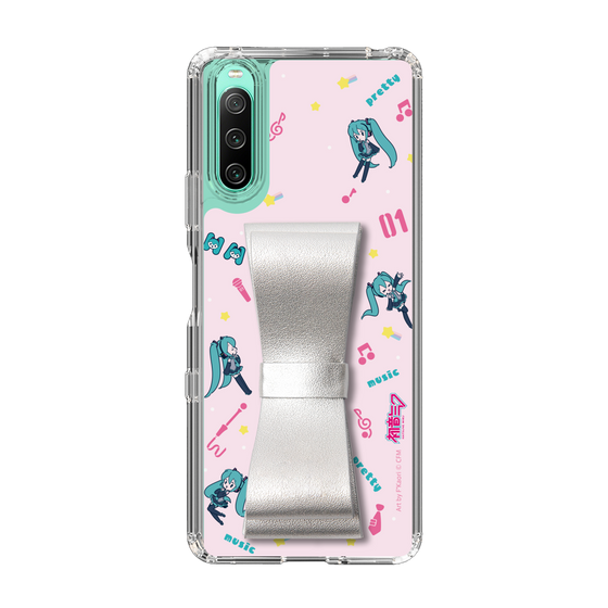Slim Protection Case - STAND & RING RIBBON Silver［ HATSUNE MIKU - Ribbon - Instrumental - Pink ］