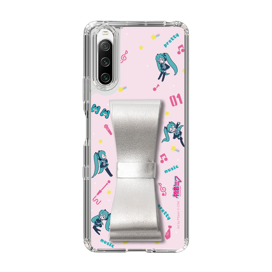 Slim Protection Case - STAND & RING RIBBON Silver［ HATSUNE MIKU - Ribbon - Instrumental - Pink ］