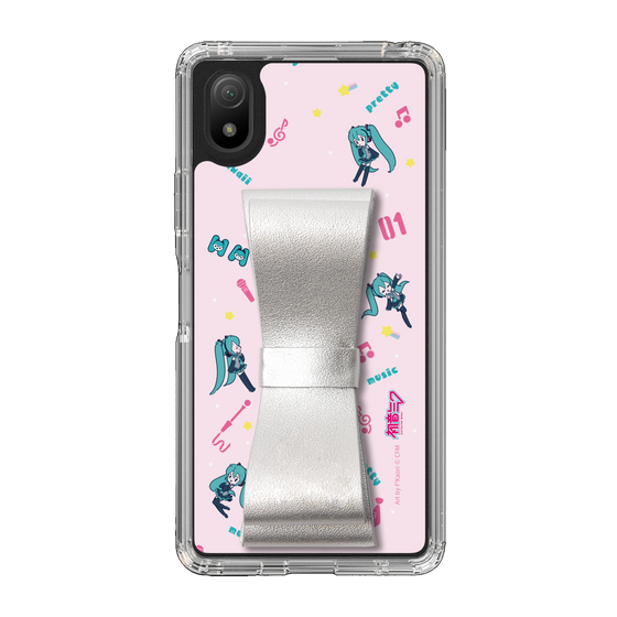 Slim Protection Case - STAND & RING RIBBON Silver［ HATSUNE MIKU - Ribbon - Instrumental - Pink ］