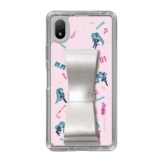 Slim Protection Case - STAND & RING RIBBON Silver［ HATSUNE MIKU - Ribbon - Instrumental - Pink ］