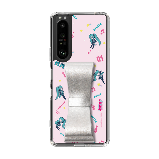 Slim Protection Case - STAND & RING RIBBON Silver［ HATSUNE MIKU - Ribbon - Instrumental - Pink ］