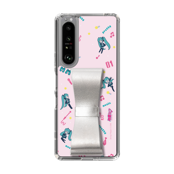 Slim Protection Case - STAND & RING RIBBON Silver［ HATSUNE MIKU - Ribbon - Instrumental - Pink ］