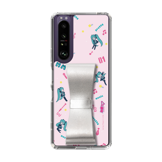 Slim Protection Case - STAND & RING RIBBON Silver［ HATSUNE MIKU - Ribbon - Instrumental - Pink ］