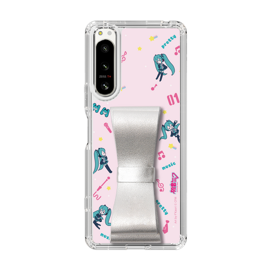 Slim Protection Case - STAND & RING RIBBON Silver［ HATSUNE MIKU - Ribbon - Instrumental - Pink ］