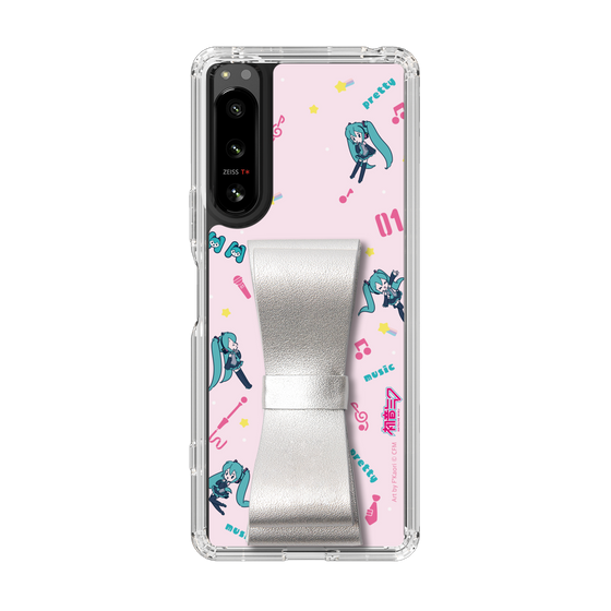 Slim Protection Case - STAND & RING RIBBON Silver［ HATSUNE MIKU - Ribbon - Instrumental - Pink ］