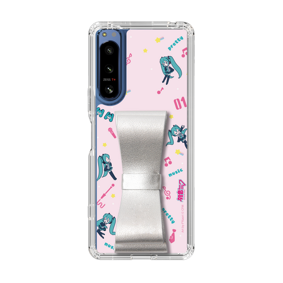 Slim Protection Case - STAND & RING RIBBON Silver［ HATSUNE MIKU - Ribbon - Instrumental - Pink ］