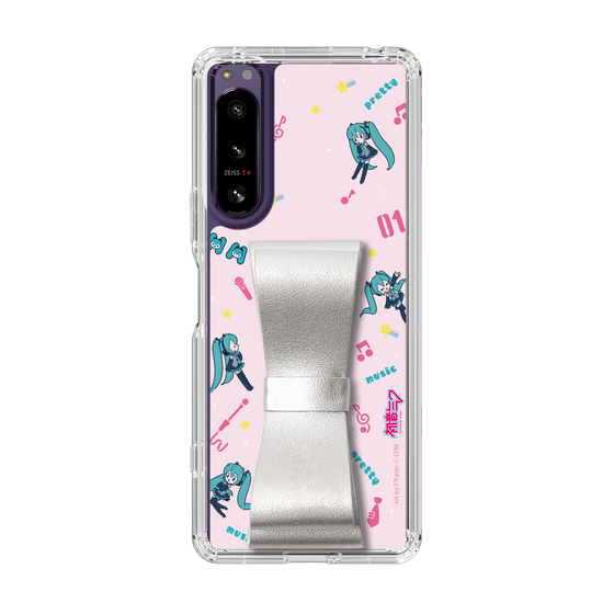 Slim Protection Case - STAND & RING RIBBON Silver［ HATSUNE MIKU - Ribbon - Instrumental - Pink ］