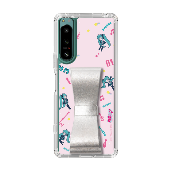 Slim Protection Case - STAND & RING RIBBON Silver［ HATSUNE MIKU - Ribbon - Instrumental - Pink ］