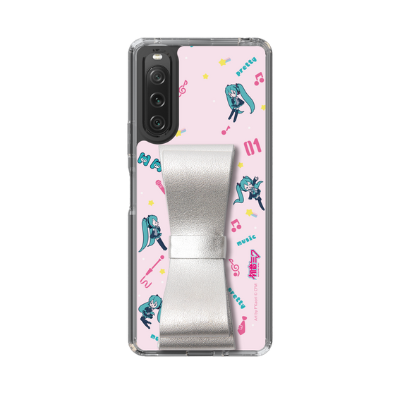 Slim Protection Case - STAND & RING RIBBON Silver［ HATSUNE MIKU - Ribbon - Instrumental - Pink ］