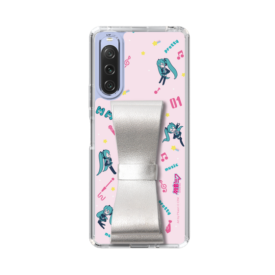 Slim Protection Case - STAND & RING RIBBON Silver［ HATSUNE MIKU - Ribbon - Instrumental - Pink ］