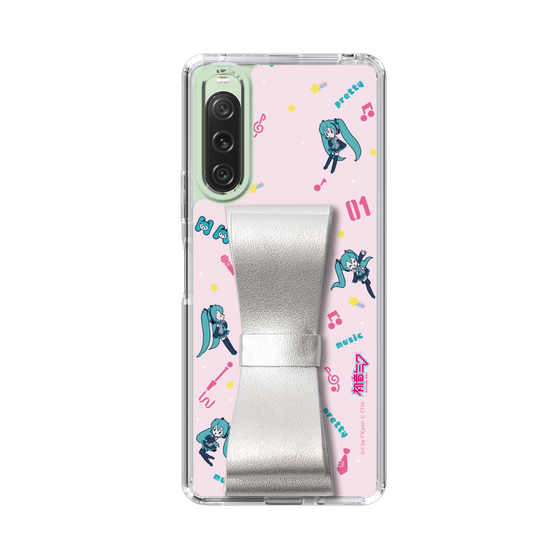 Slim Protection Case - STAND & RING RIBBON Silver［ HATSUNE MIKU - Ribbon - Instrumental - Pink ］