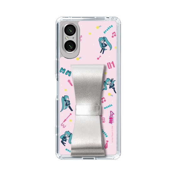 Slim Protection Case - STAND & RING RIBBON Silver［ HATSUNE MIKU - Ribbon - Instrumental - Pink ］