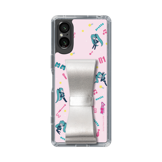 Slim Protection Case - STAND & RING RIBBON Silver［ HATSUNE MIKU - Ribbon - Instrumental - Pink ］