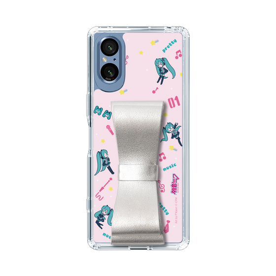 Slim Protection Case - STAND & RING RIBBON Silver［ HATSUNE MIKU - Ribbon - Instrumental - Pink ］