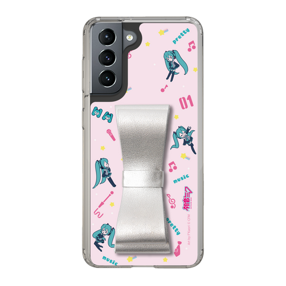 Slim Protection Case - STAND & RING RIBBON Silver［ HATSUNE MIKU - Ribbon - Instrumental - Pink ］