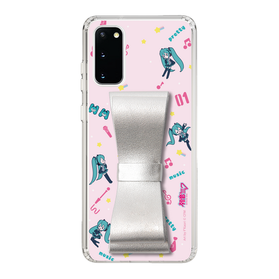Slim Protection Case - STAND & RING RIBBON Silver［ HATSUNE MIKU - Ribbon - Instrumental - Pink ］