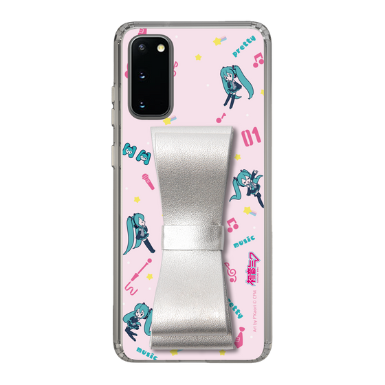 Slim Protection Case - STAND & RING RIBBON Silver［ HATSUNE MIKU - Ribbon - Instrumental - Pink ］