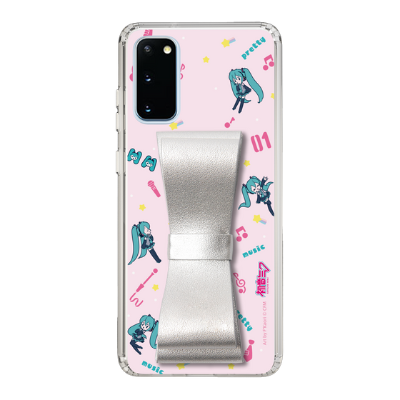 Slim Protection Case - STAND & RING RIBBON Silver［ HATSUNE MIKU - Ribbon - Instrumental - Pink ］
