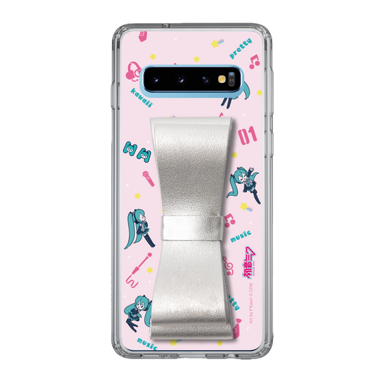 Slim Protection Case - STAND & RING RIBBON Silver［ HATSUNE MIKU - Ribbon - Instrumental - Pink ］