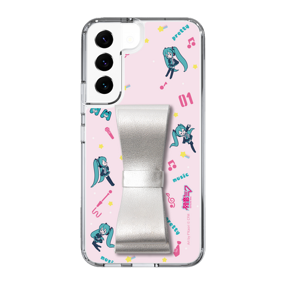 Slim Protection Case - STAND & RING RIBBON Silver［ HATSUNE MIKU - Ribbon - Instrumental - Pink ］