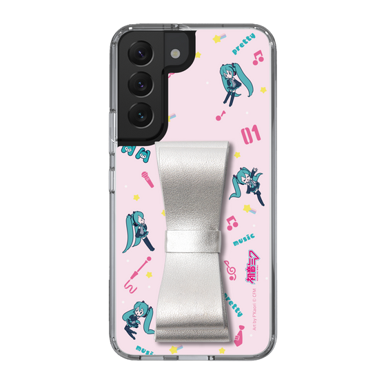 Slim Protection Case - STAND & RING RIBBON Silver［ HATSUNE MIKU - Ribbon - Instrumental - Pink ］