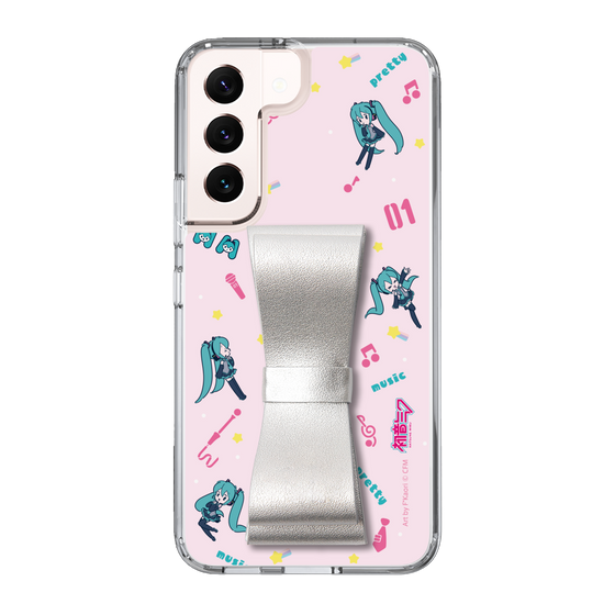 Slim Protection Case - STAND & RING RIBBON Silver［ HATSUNE MIKU - Ribbon - Instrumental - Pink ］