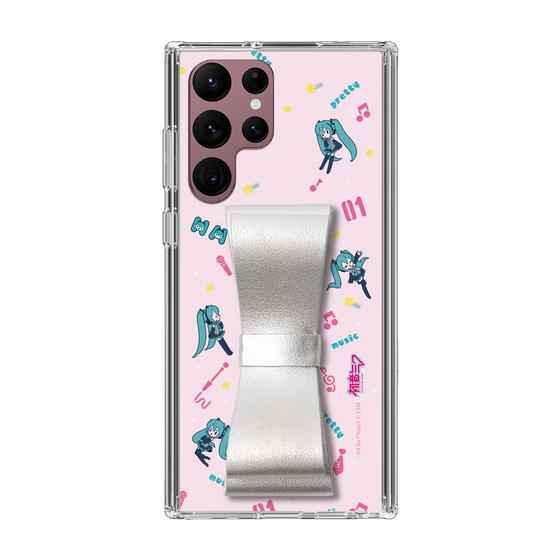 Slim Protection Case - STAND & RING RIBBON Silver［ HATSUNE MIKU - Ribbon - Instrumental - Pink ］