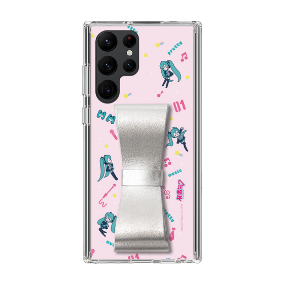 Slim Protection Case - STAND & RING RIBBON Silver［ HATSUNE MIKU - Ribbon - Instrumental - Pink ］