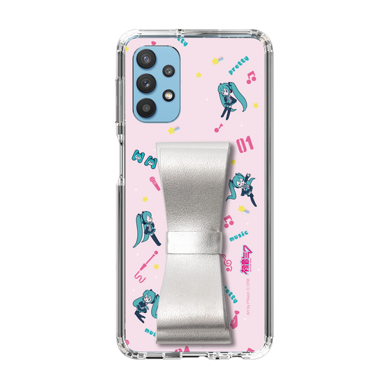 Slim Protection Case - STAND & RING RIBBON Silver［ HATSUNE MIKU - Ribbon - Instrumental - Pink ］