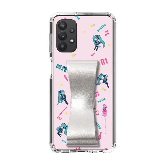 Slim Protection Case - STAND & RING RIBBON Silver［ HATSUNE MIKU - Ribbon - Instrumental - Pink ］