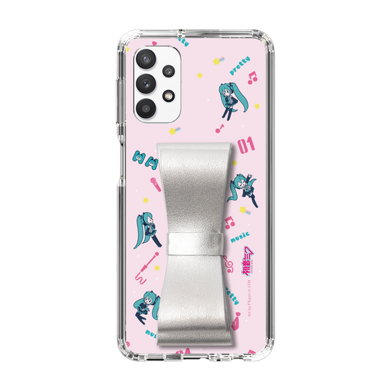 Slim Protection Case - STAND & RING RIBBON Silver［ HATSUNE MIKU - Ribbon - Instrumental - Pink ］