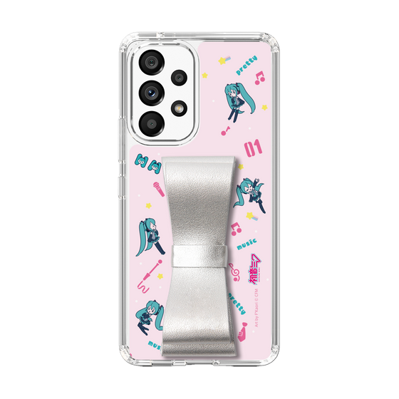 Slim Protection Case - STAND & RING RIBBON Silver［ HATSUNE MIKU - Ribbon - Instrumental - Pink ］