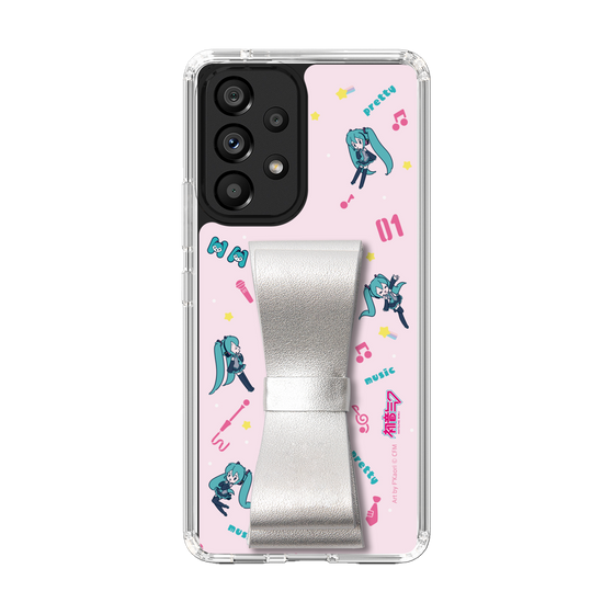 Slim Protection Case - STAND & RING RIBBON Silver［ HATSUNE MIKU - Ribbon - Instrumental - Pink ］