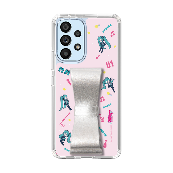 Slim Protection Case - STAND & RING RIBBON Silver［ HATSUNE MIKU - Ribbon - Instrumental - Pink ］