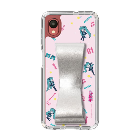Slim Protection Case - STAND & RING RIBBON Silver［ HATSUNE MIKU - Ribbon - Instrumental - Pink ］