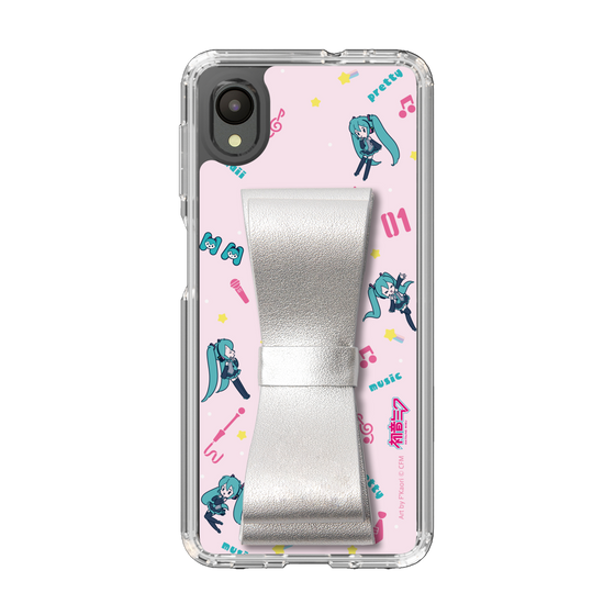 Slim Protection Case - STAND & RING RIBBON Silver［ HATSUNE MIKU - Ribbon - Instrumental - Pink ］