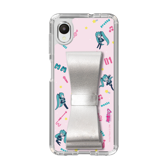 Slim Protection Case - STAND & RING RIBBON Silver［ HATSUNE MIKU - Ribbon - Instrumental - Pink ］