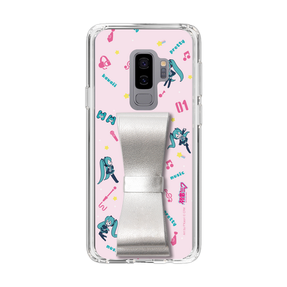 Slim Protection Case - STAND & RING RIBBON Silver［ HATSUNE MIKU - Ribbon - Instrumental - Pink ］