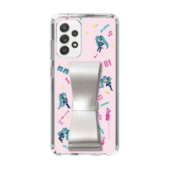 Slim Protection Case - STAND & RING RIBBON Silver［ HATSUNE MIKU - Ribbon - Instrumental - Pink ］