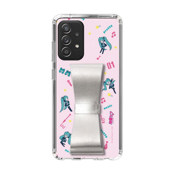 Slim Protection Case - STAND & RING RIBBON Silver［ HATSUNE MIKU - Ribbon - Instrumental - Pink ］