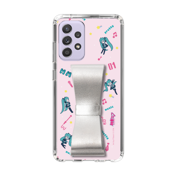 Slim Protection Case - STAND & RING RIBBON Silver［ HATSUNE MIKU - Ribbon - Instrumental - Pink ］